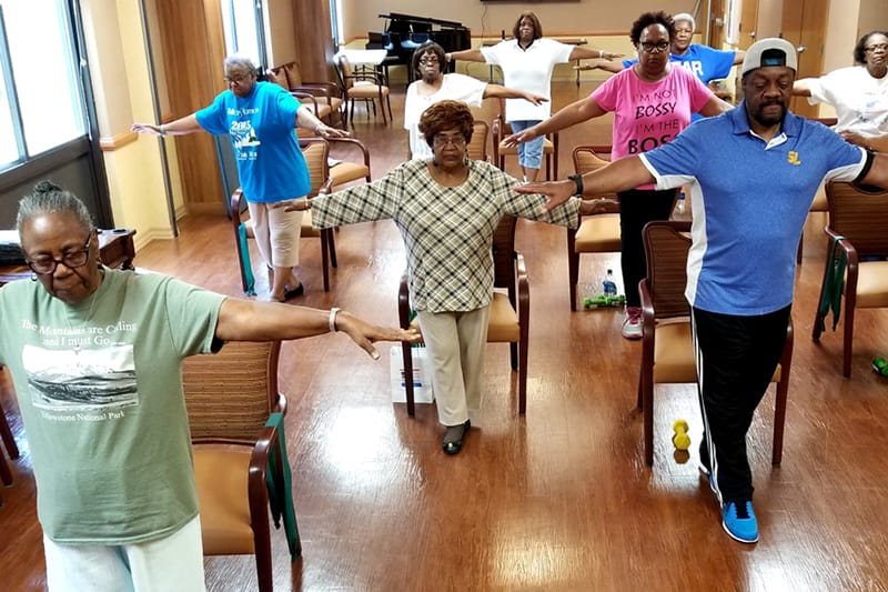 group workout class for senior citizens