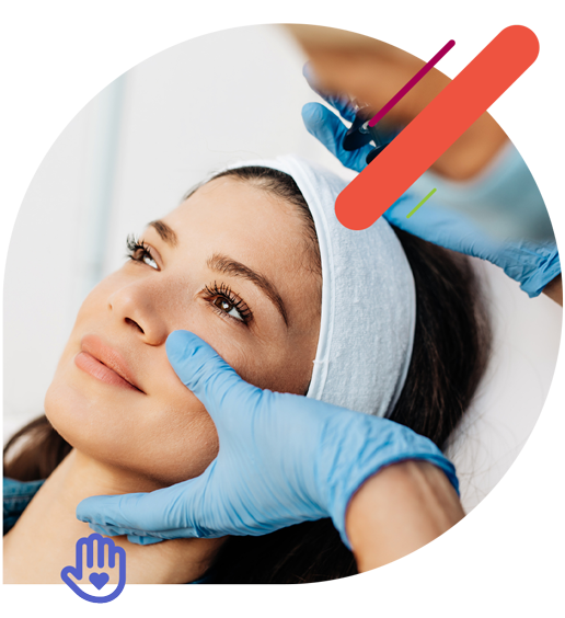 doctor reviews woman's skin