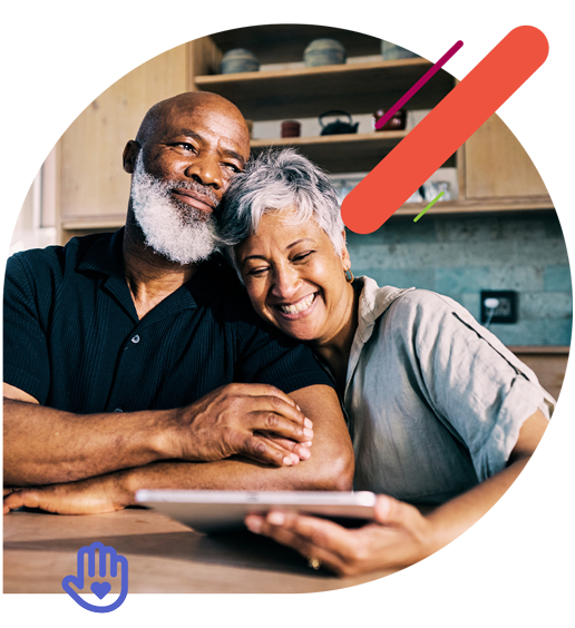 Couple sitting together in the kitchen