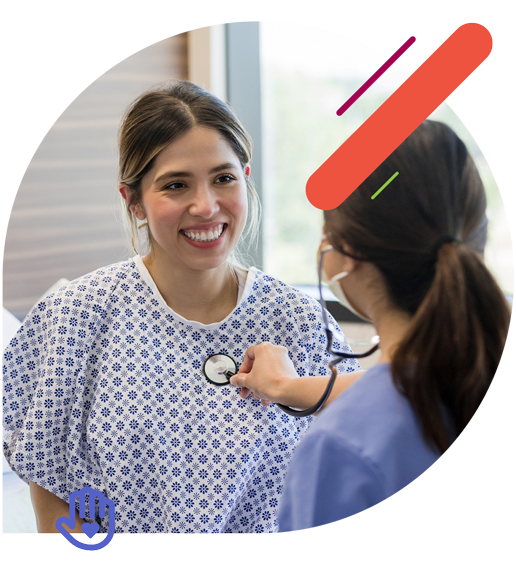 Doctor checking patients' heart with stethoscope 