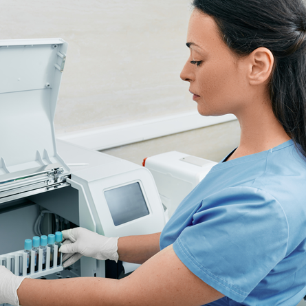 woman performing lab tests