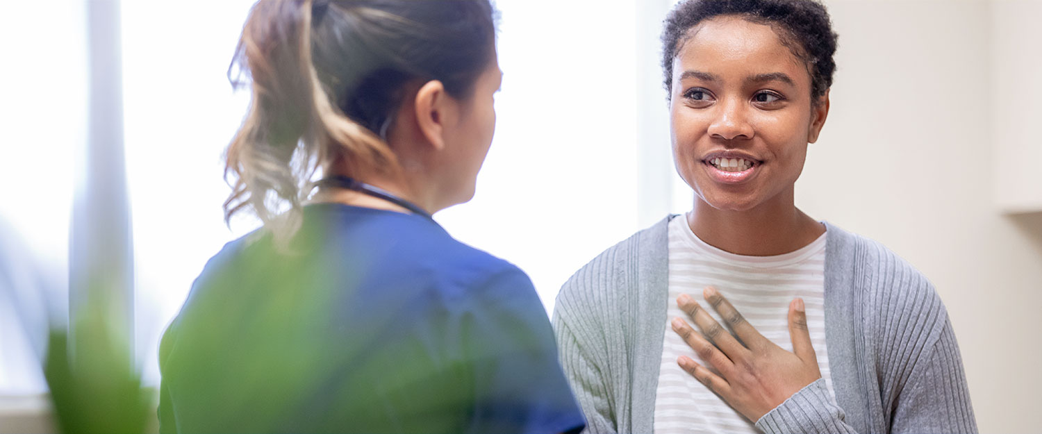 provider meets with woman