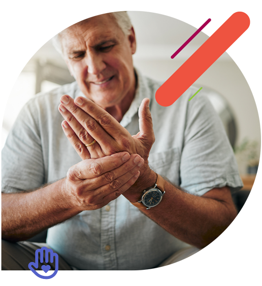 Person showing signs of rheumatic disease